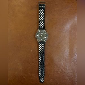Swatch Skin watch with leather crystal-encrusted band